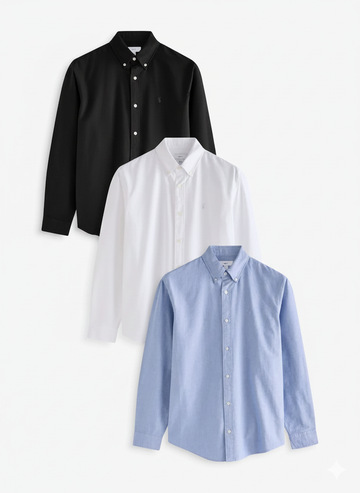 3 Pack 100% Cotton Long Sleeve Oxford Shirts