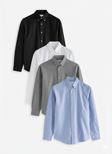 4 Pack 100% Cotton Long Sleeve Oxford Shirts