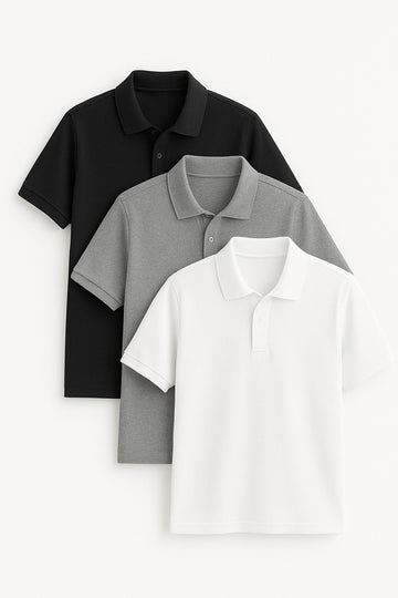 3 Pack Polo Shirts Regular Fit Short Sleeve Jersey