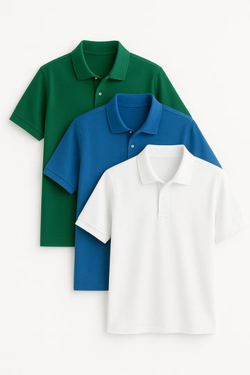 3 Pack Polo Shirts Regular Fit Short Sleeve Jersey