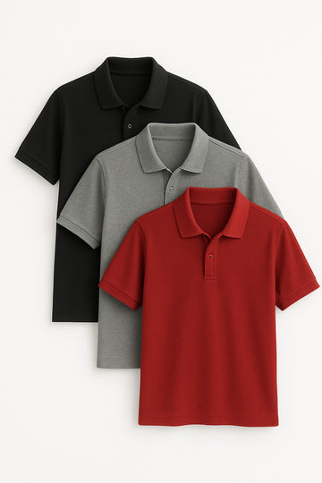 3 Pack Polo Shirts Fit Short Sleeve Jersey